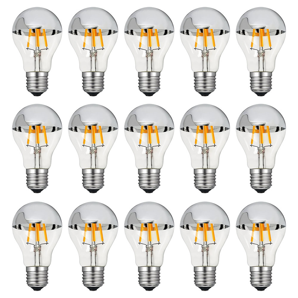 Bombilla Led Edison regulable A19 E27 4W 8W 220V cuenco plateado superior filamentos goteados bombilla Led medio cromo A60 corona lámparas de luz Vintage: YELLOW / RGB / 8 W