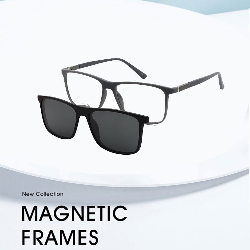 Gafas de sol magnéticas para mujer y hombre, lentes de sol polarizadas cuadradas con Clip 2 en 1 TR90 para pantalla de ordenador,