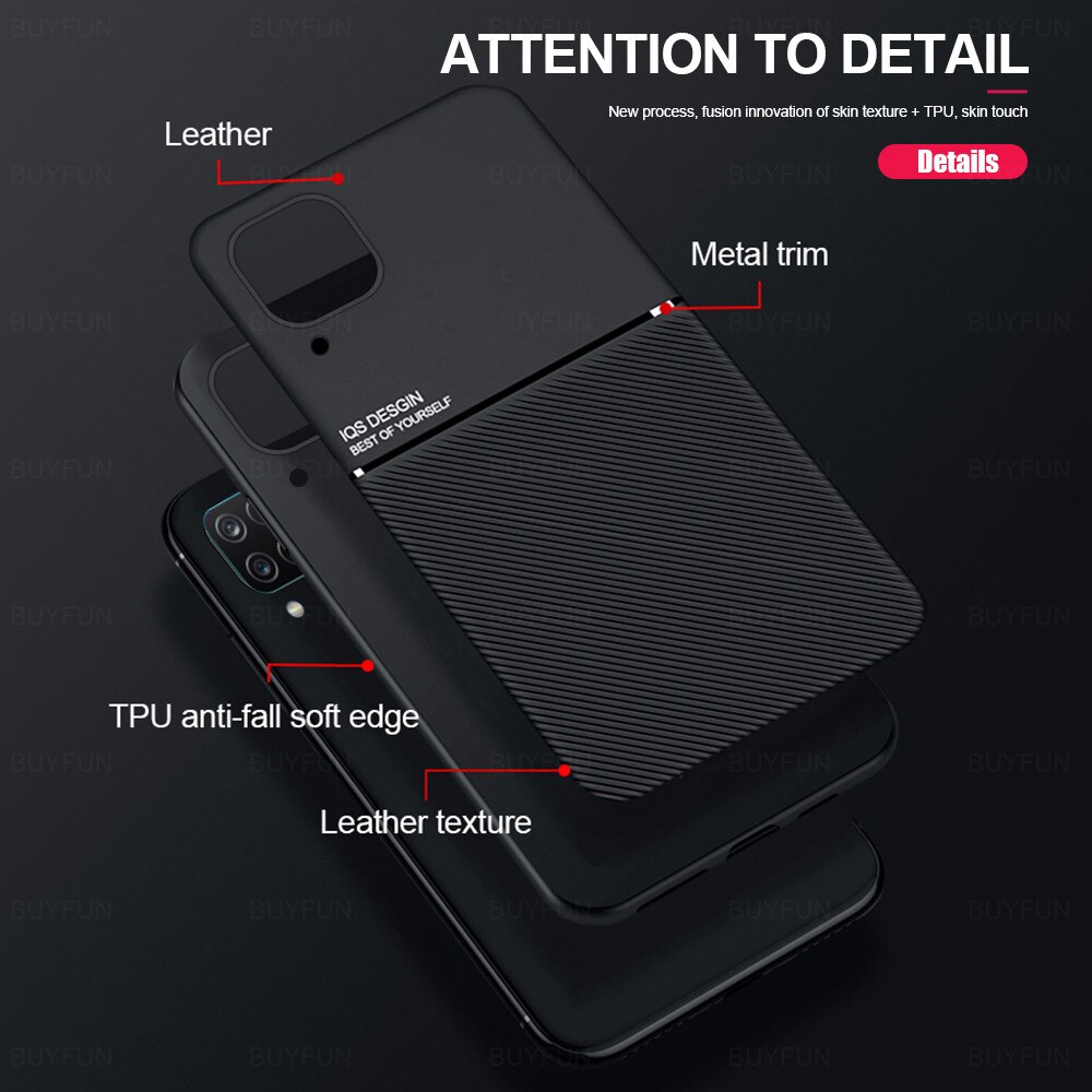 leather texture car magnetic holder phone covers case for samsung galaxy a12 a 12 galaxya12 sm-a125f/dsn 6.5'' coque para fundas