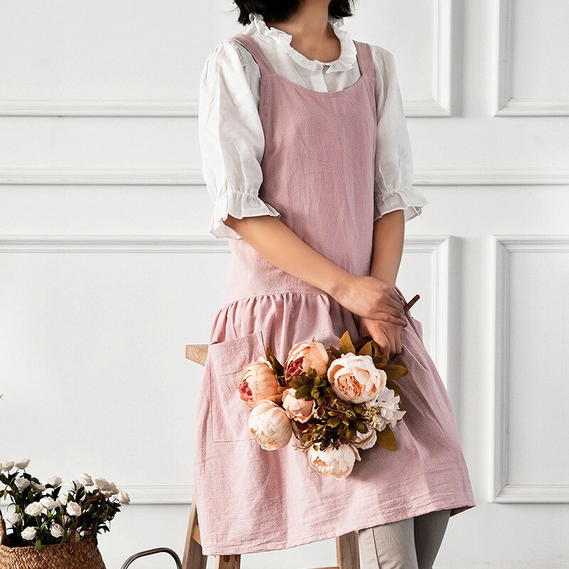 Tablier de cuisine pour femme, gilet anti-salissure, Blouse de travail pour adulte, Logo: Rose