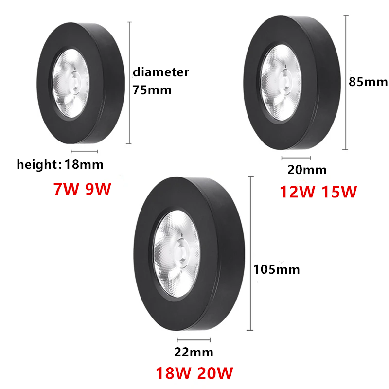 Luz empotrable LED ultrafina montada en superficie 110V-230V 7W9W12W15W18W20W CRI98 lámpara de techo antideslumbrante focos COB iluminación interior