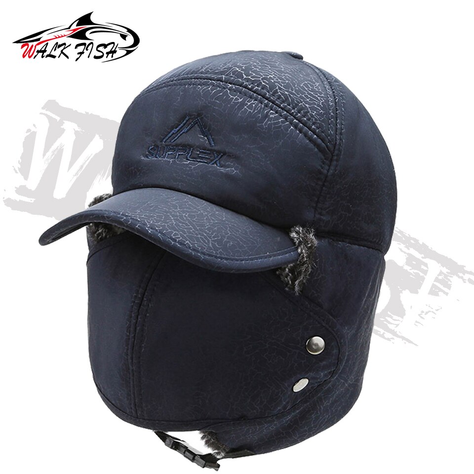 chodzić ryba czapka wędkarska zima ciepły mężczyźni Lei Feng czapka ochrona słuchu wiatroszczelna wodoodporna czapka narciarska aksamitna gruby odkryty kapelusz wędkarski: rodzaj B-niebieski