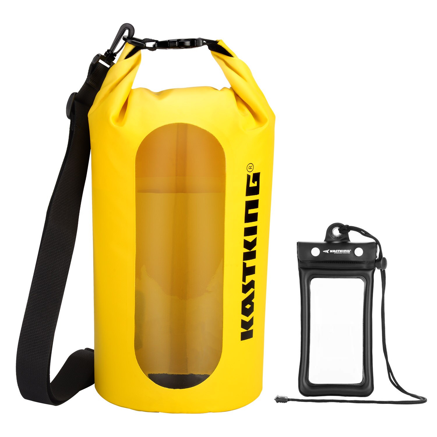 KastKing 100% Waterproof Dry Bag with Clear Window 500D PVC Material Dry Bag 10L 20L 30L For Fishing Camping Kayaking Hiking: Dry Bag yellow / 10L