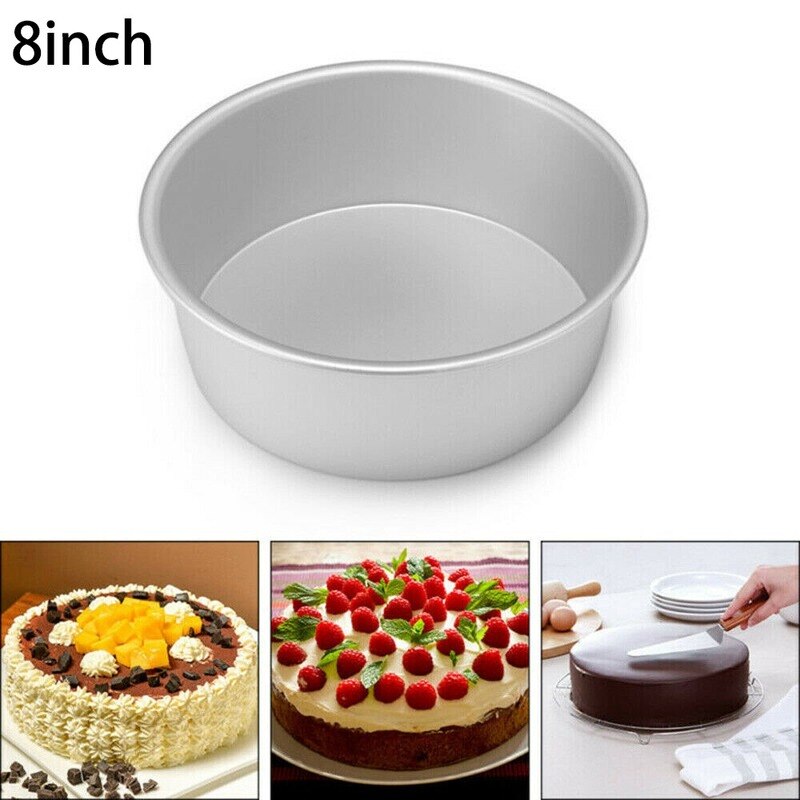 22cm Silver Baking Cake Pan 8Inch Non Stick Form Round Cake Baking Bake Tin Tray Pan Cake Molds Bakeware Aluminium Alloy