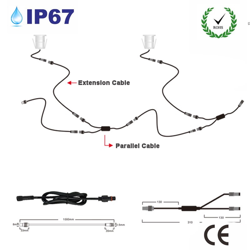 Silicon Wire IP67 CE 1m 2pin Extension LED Cable 3... – Grandado