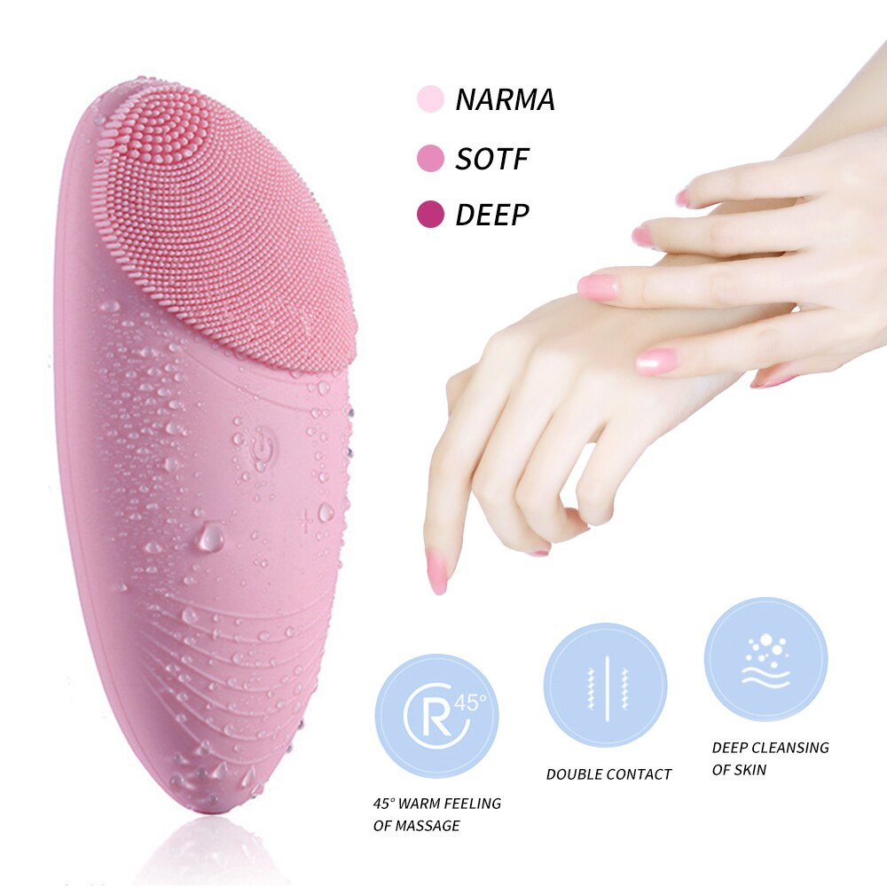 Ad ultrasuoni Elettrico di Vibrazione Del silicone Viso Spazzola di Pulizia Della Pelle di Rimozione di Comedone del Poro più pulito strumento di Pulizia di Massaggio