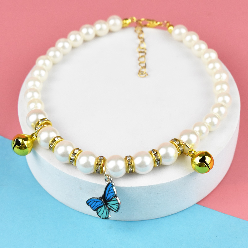 Collier de Perles Scintillantes pour Petits Chiens et Chats, Bijoux en Strass, Accessoires Perforés pour Vêtements de Fille, Chihuahua SARL: green