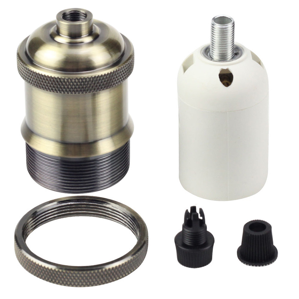 GANRILAND DIY E27 podstawa lampy aluminium Vintage miedź chrom oprawka antyczny mosiądz Fit gniazdo śrubowe do dekoracji opraw oświetleniowych
