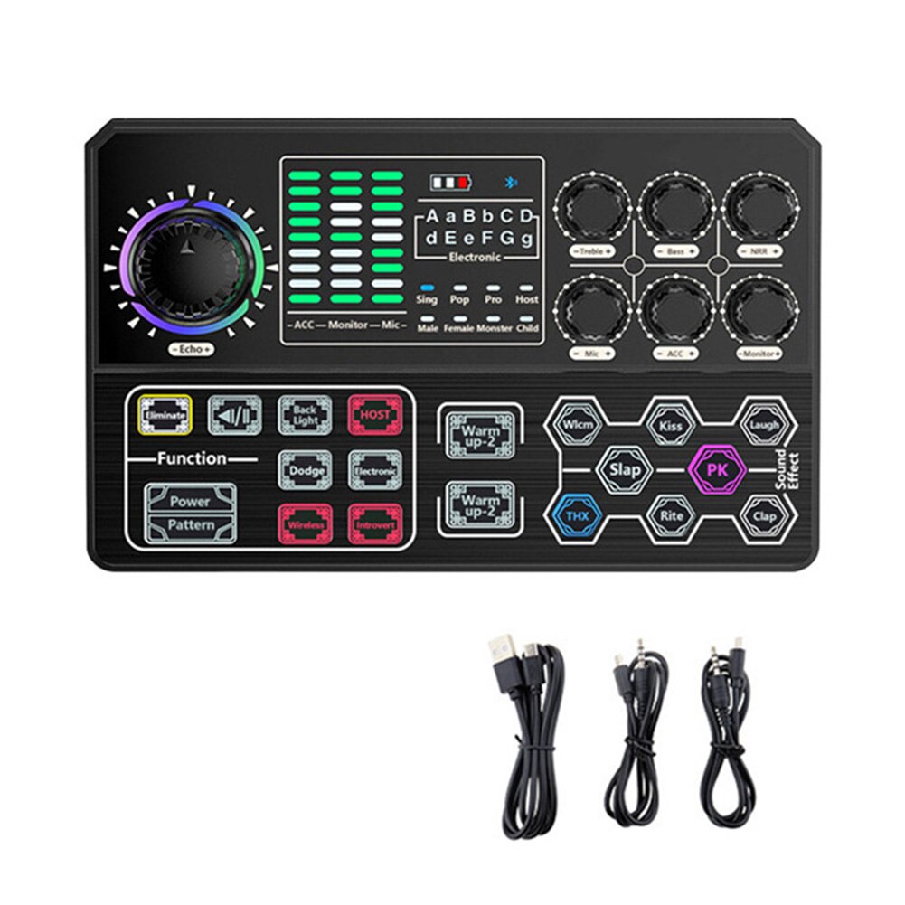 Music Recording Bluetooth5.0 Compatible Phone External With Effects Universal Live Sound Card Voice Changer Multifunctional