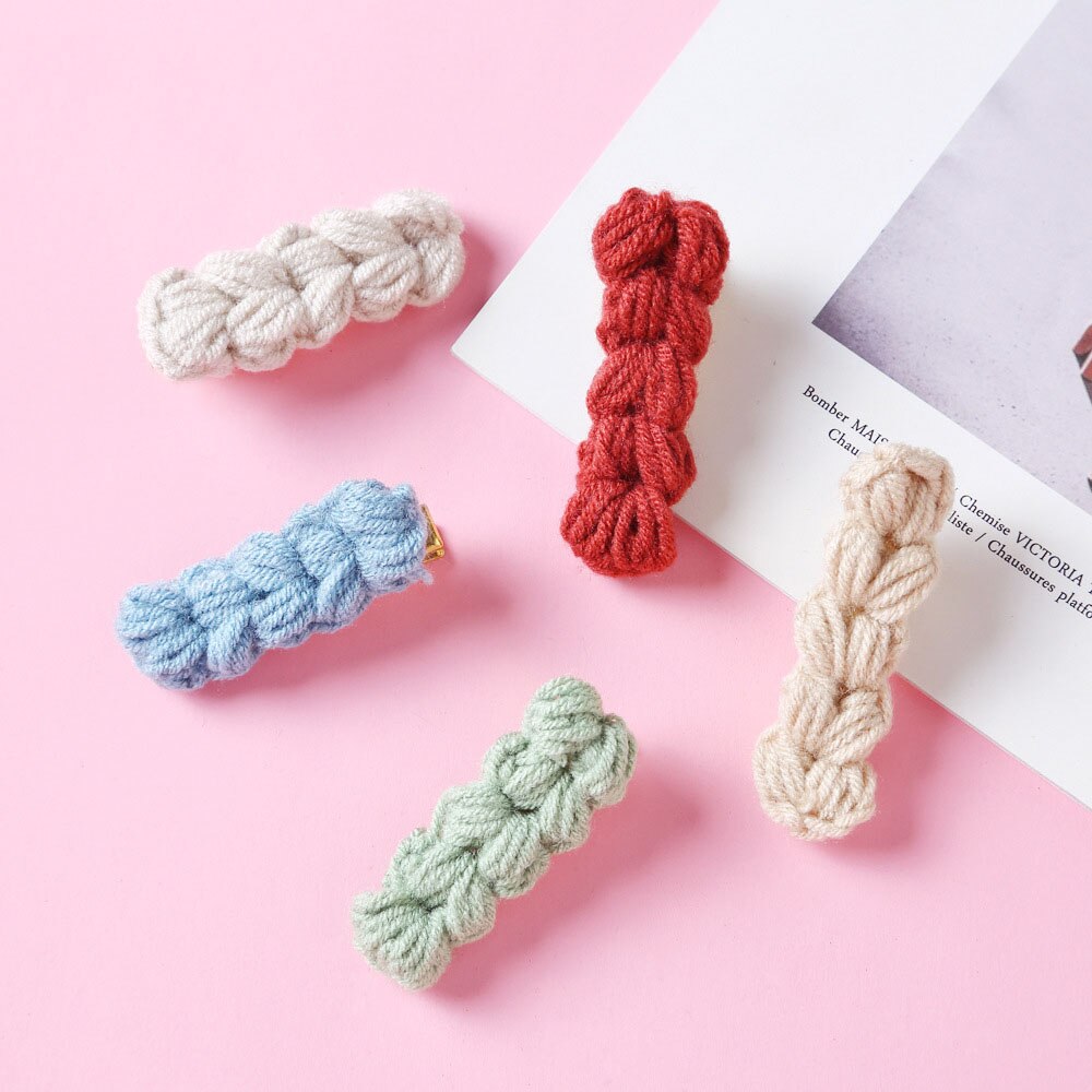 Cute Fabric Children's Hair Accessories Solid Color Wool Sunflower Hairpin Girls Word Clip Ponytail Clip Side Clip