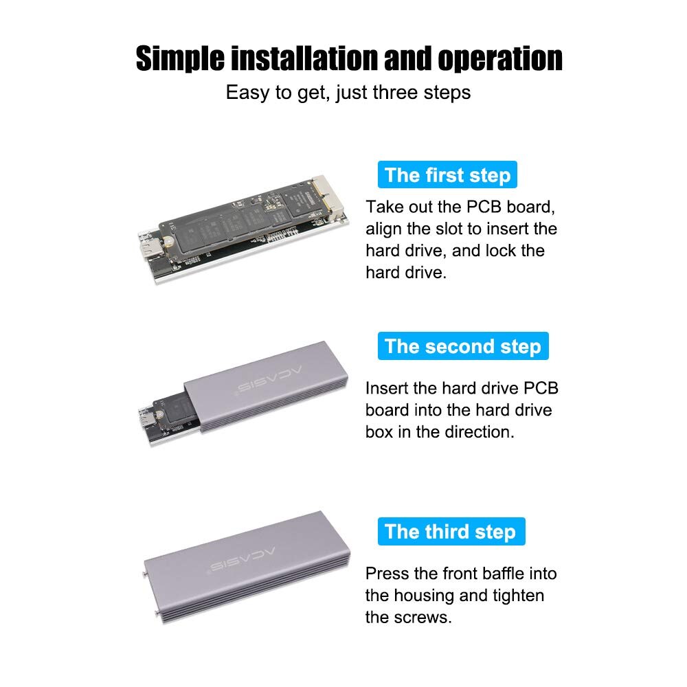 Acasis ssd kabinet til macbook pro air ekstern harddisk diskboks til apple usb 3.0 type-c