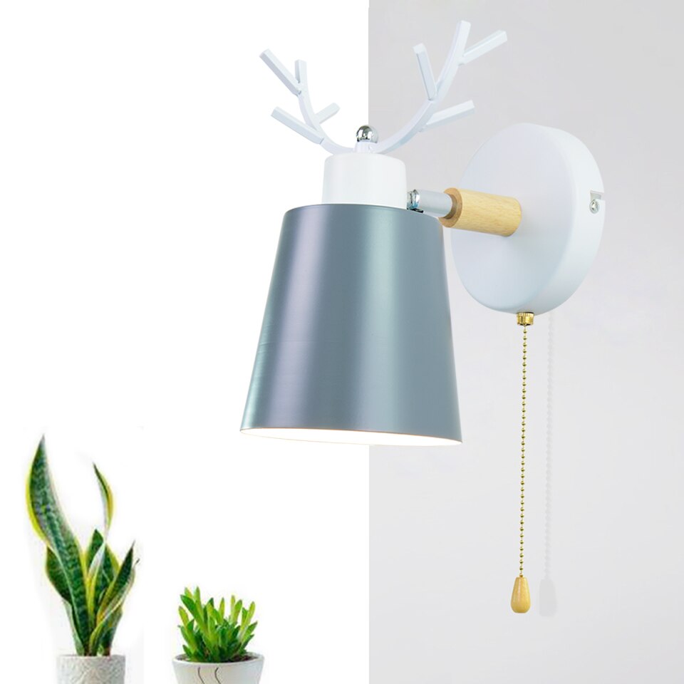 LED wandlamp met schakelaar nachtkastje houten wandlampen moderne wandlamp voor slaapkamer woonkamer Nordic macaron steering hoofd