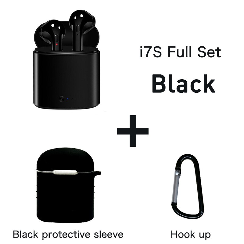 i7s TWS Wireless Earphone Bluetooth 5.0 Stereo Headphones In-Ear Sports Handsfree Earbud With Mic Charging Pod For iPhone Xiaomi: i7s(Black)Black case