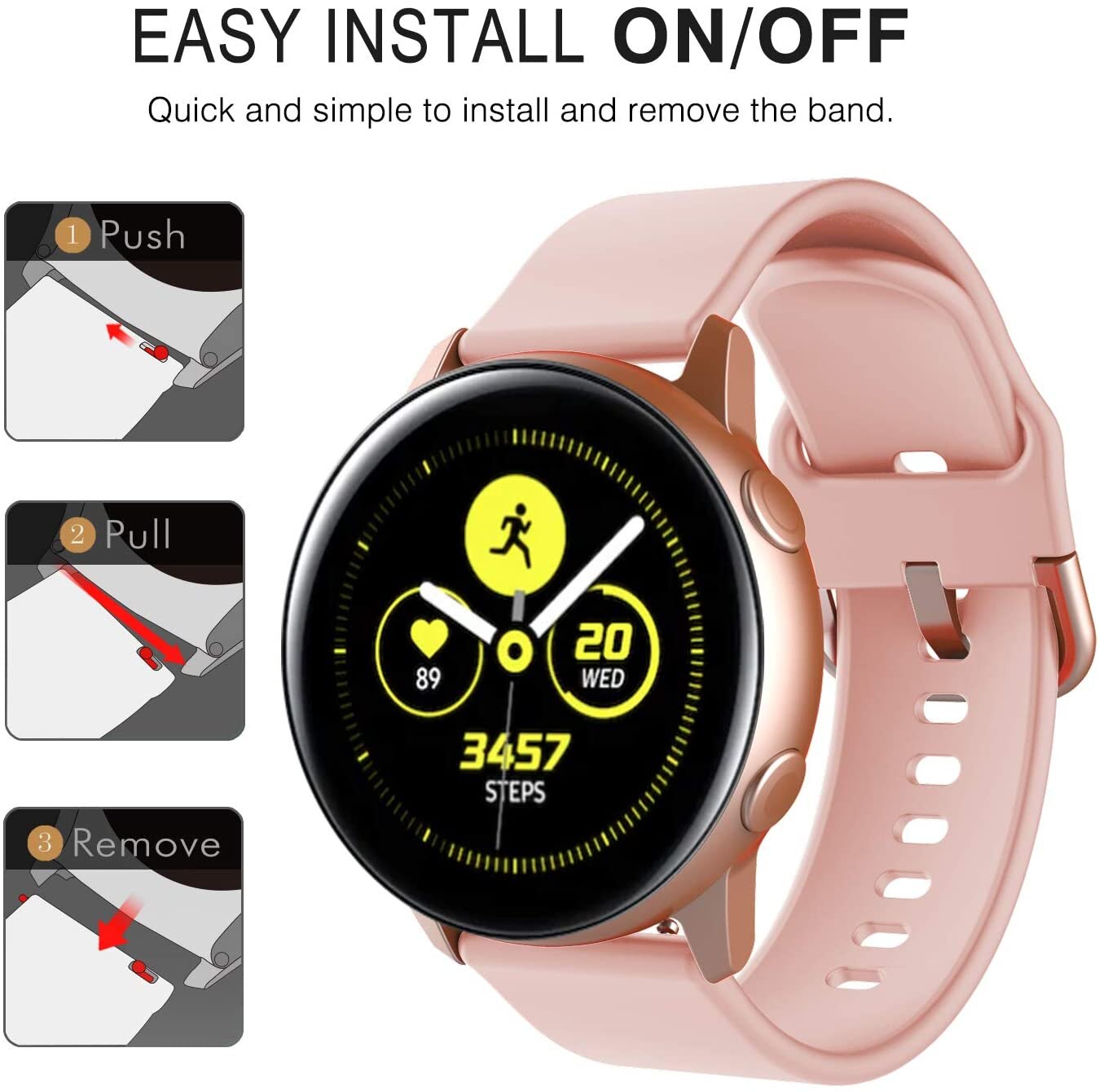 Urremme 20mm til samsung galaxy watch active 2 silikone sport armbånd urremme til samsung active 2 urremme 1:1