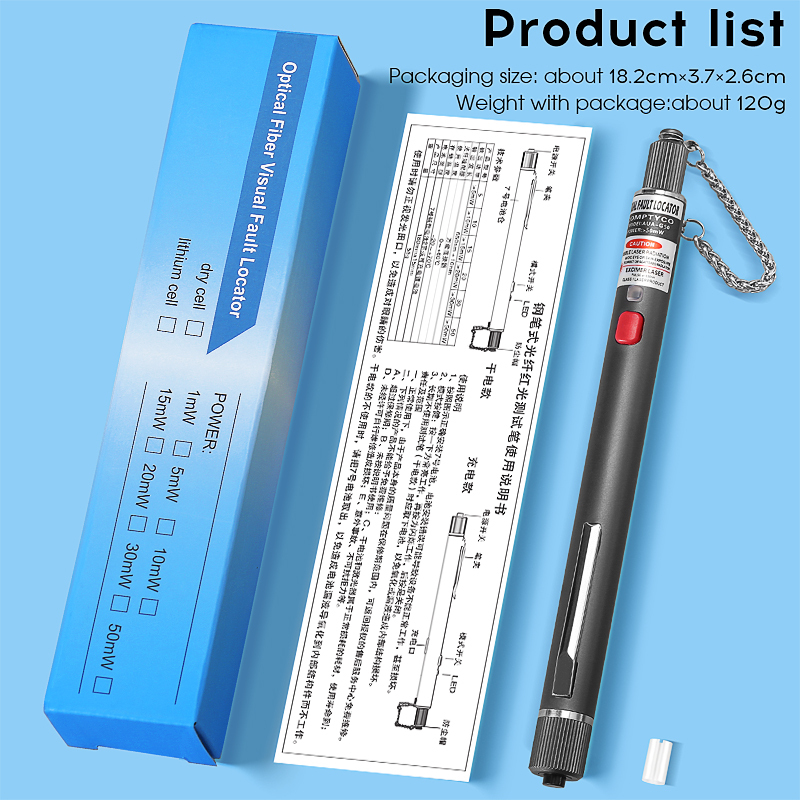 COMPTYCO FTTH Visual Fault Locator Optical Fiber Cable Tester Tool 5/10/20/30/50MW VFL 2.5MM(SC/FC/ST) Interface