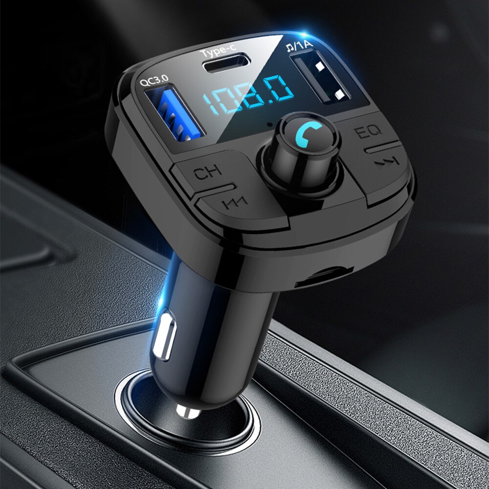 Auto Fm-zender Bluetooth 5.0 Speaker Car Kit MP3 Speler Snel Opladen QC3.0 Modulator Auto Dubbele Usb Lader