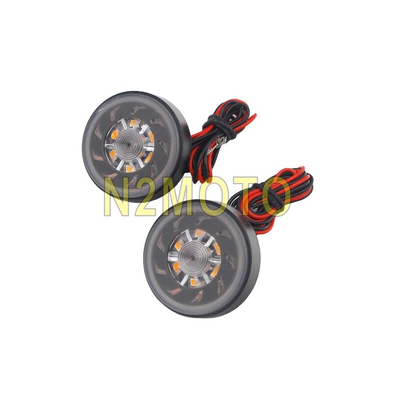 2 wires LED Round Motorcycle Stop Brake Light Universal 12V Mini Motorbike Dual Use Reflector Turn Signals Yellow Red Lights