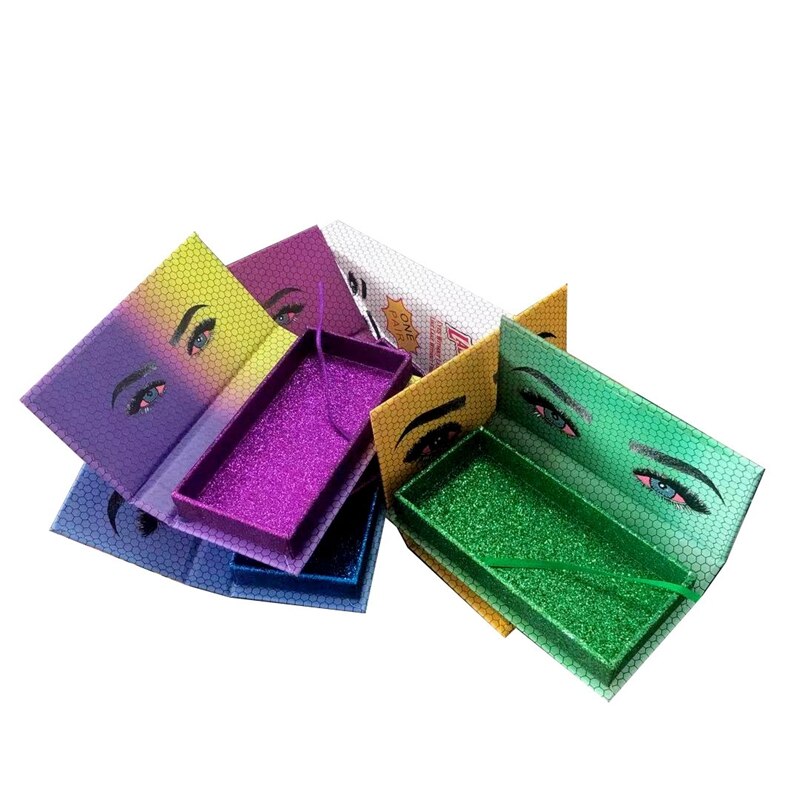 5Pcs Eyelash Packaging Empty Lashes Box With Clear Tray Rectangle Lash Cases Lash Boxes Packaging: PEACOCK BLUE