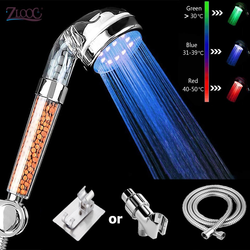 Zloog Led Douche Head Home Badkamer 3 Of 7 Kleuren Veranderende Led Douche Water Glow Light Douche Set