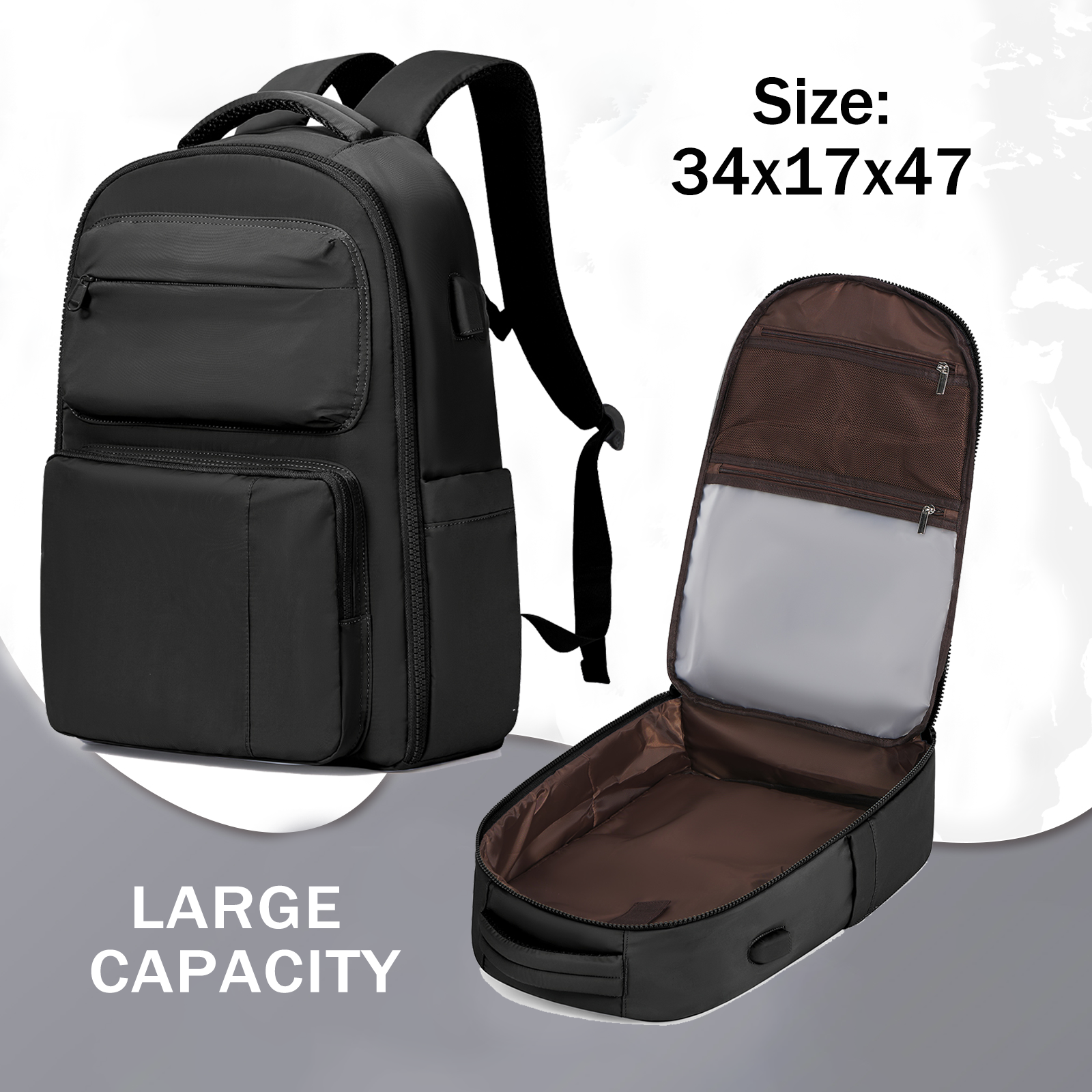 Mochila para ordenador portátil para hombre y mujer, morral de viaje impermeable con USB de 15,6 pulgadas, morral de negocios para adolescentes, morral escolar para Universidad