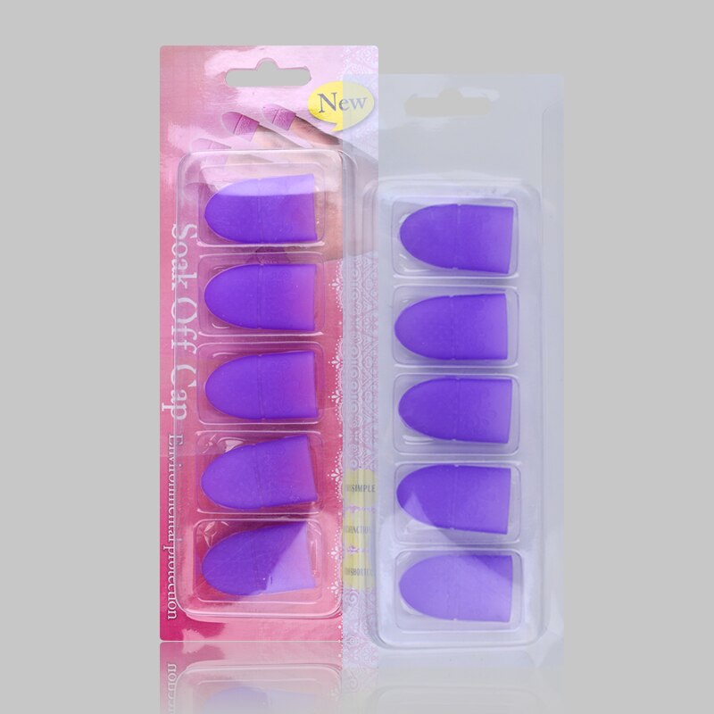 5 stks/set UV Gel Polish Remover Warp Nail Tips Siliconen Losweken Cap Clip Herbruikbare Manicure Cleaning Vernis Kits Accessoire gereedschap