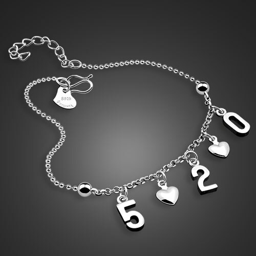 Einfaches fußkettchen aus sterlingsilber mit 925 anhängern, herzförmiges silber-fußkettchen, bezaubernder damenschmuck, partyschmuck