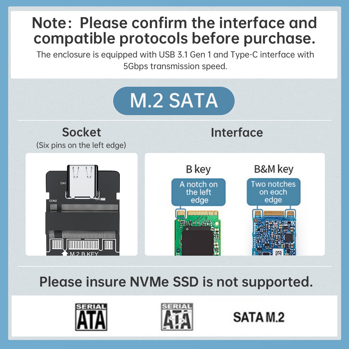 Boîtier SSD USB 3.1 vers M.2 NGFF, adaptateur UASP SuperSpeed pour 2242 2260 2280 M2
