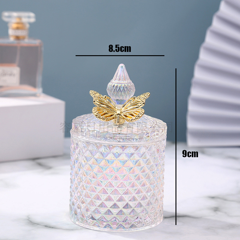 Kreative Glas Glas Kerze Glas mit Deckel Mehrfarbig Schmuck Lagerung Kasten Runde Lagerung Glas Wohnzimmer Heimat Lager Krug: Weiß