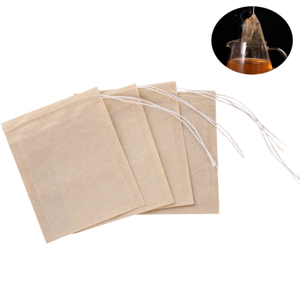 OUNONA 200pcs Drawstring Tea Bag Empty Tea Pouch Bags for Loose Leaf Tea Powder Herbs (White): As Shown 1