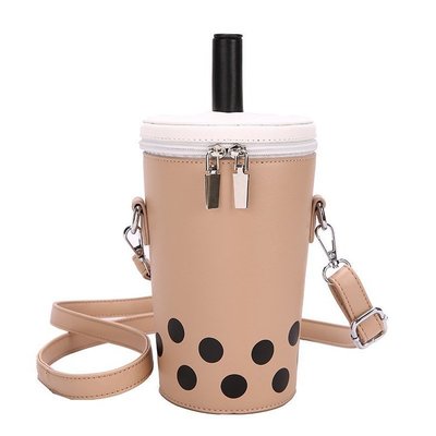 Grappig Stro Melk Thee Cup Vrouwen Handtassen Leuke Meisjes Kleur Contrast Geek Crossbody Tas Individuele Cup Vorm Schoudertassen: Khaki