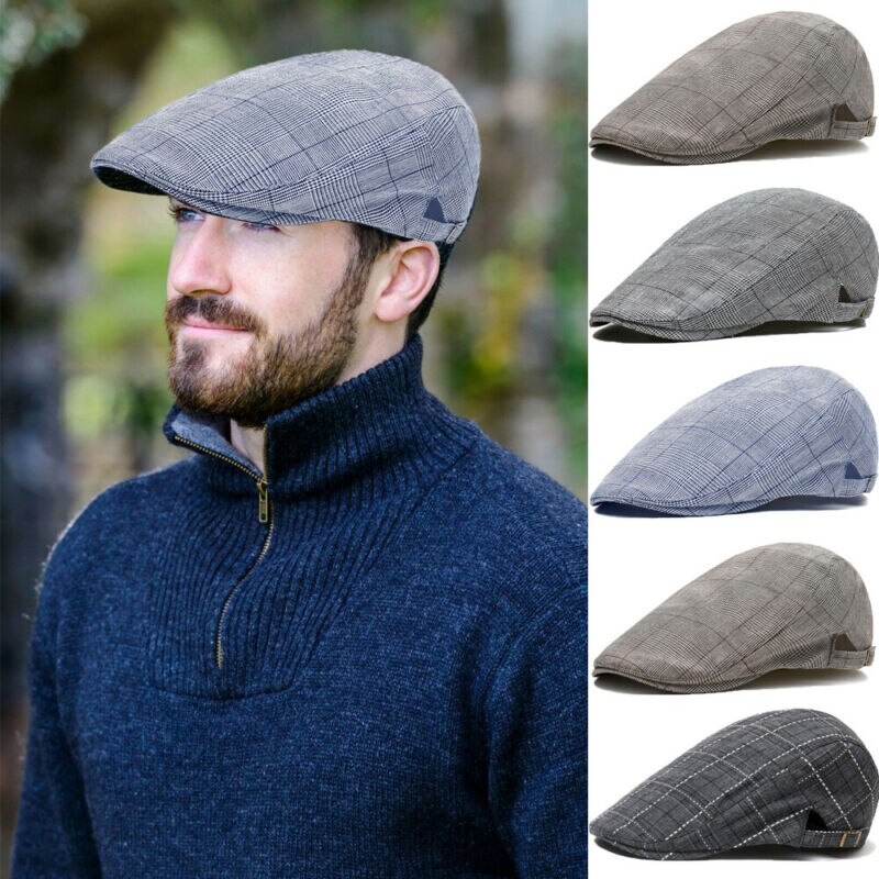 Herr sommar gatsby hatt golf kör solkeps platt basker cabbie chaufför tidningspojke rutig casual rutor ett stycke
