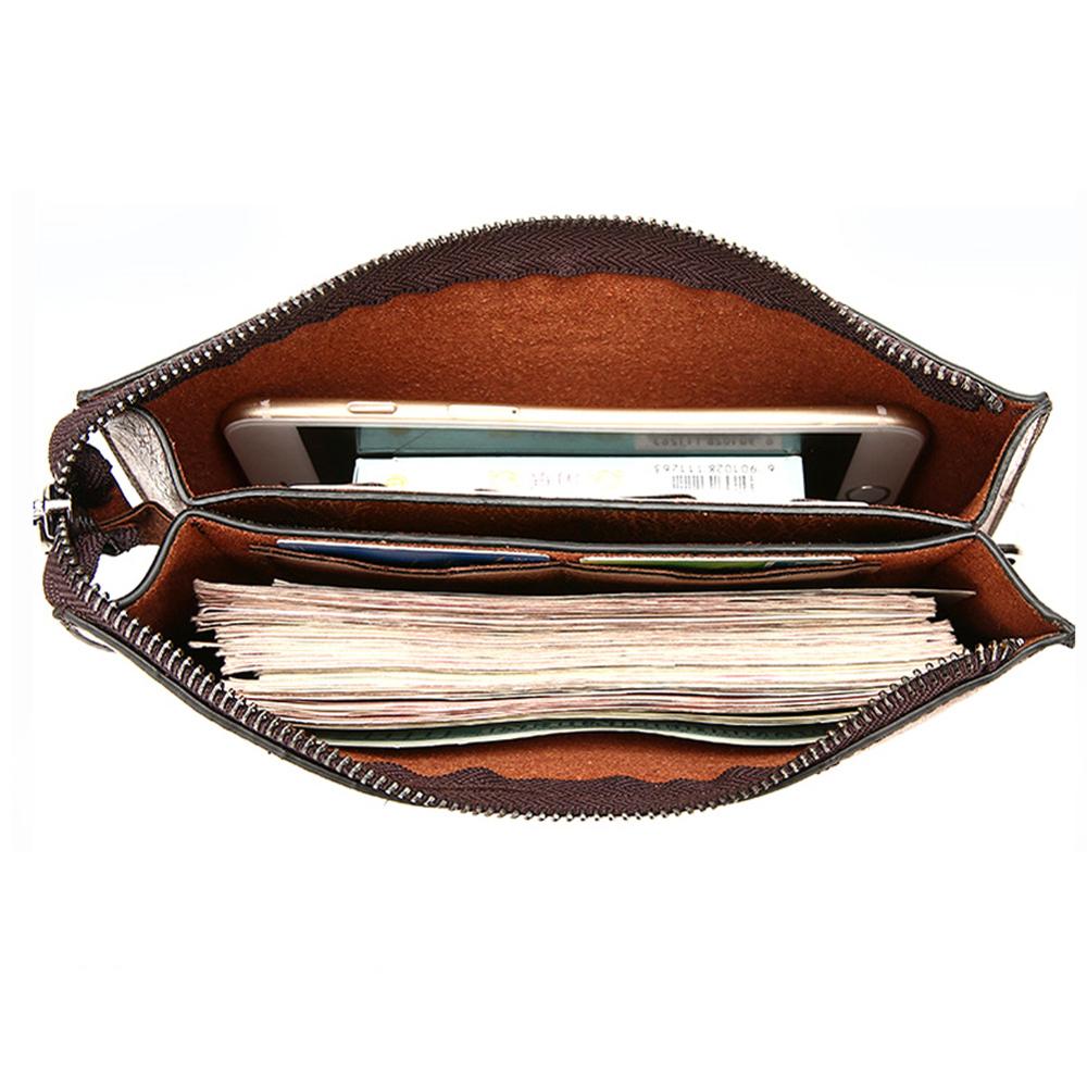 Lang luksus pung til mænd og #39 ;s vintage pung til mænd & #39 ;s pu læder kreditkorttaske clutch sort brun lav profil med lynlås