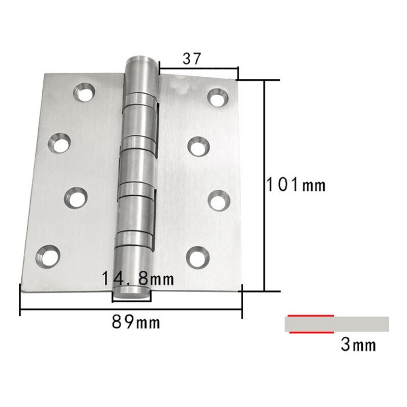Bisagras de rodamiento de acero inoxidable, accesorios de bisagra de puerta de 4 pulgadas con mecanismo de rodamiento de bolas, 5 uds.