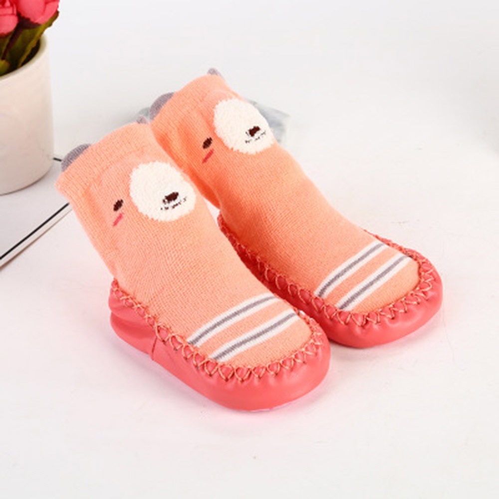 Calcetines antideslizantes para niños y niñas, Calcetines antideslizantes gruesos y cálidos con dibujos de animales, calcetines informales antideslizantes para interiores, zapatillas @ 45: C / 12M to 24M