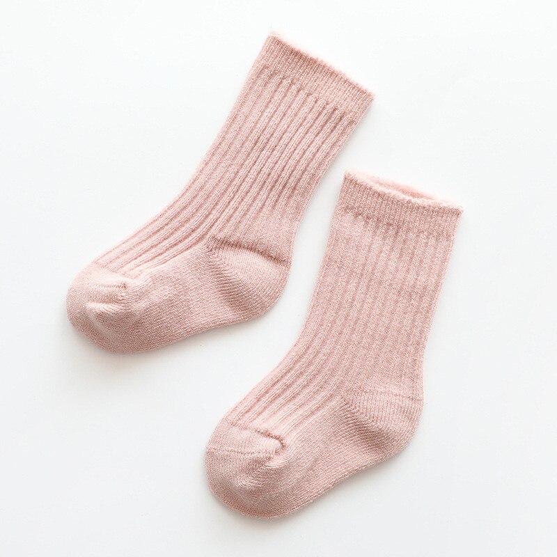 Dikker Baby Kids Sokken Herfst Winter Katoen Gestreepte Sokken Warm Peuter Jongen Meisjes Vloer Sokken Kinderen Kleding Accessoires: Pink / 3-5 years old
