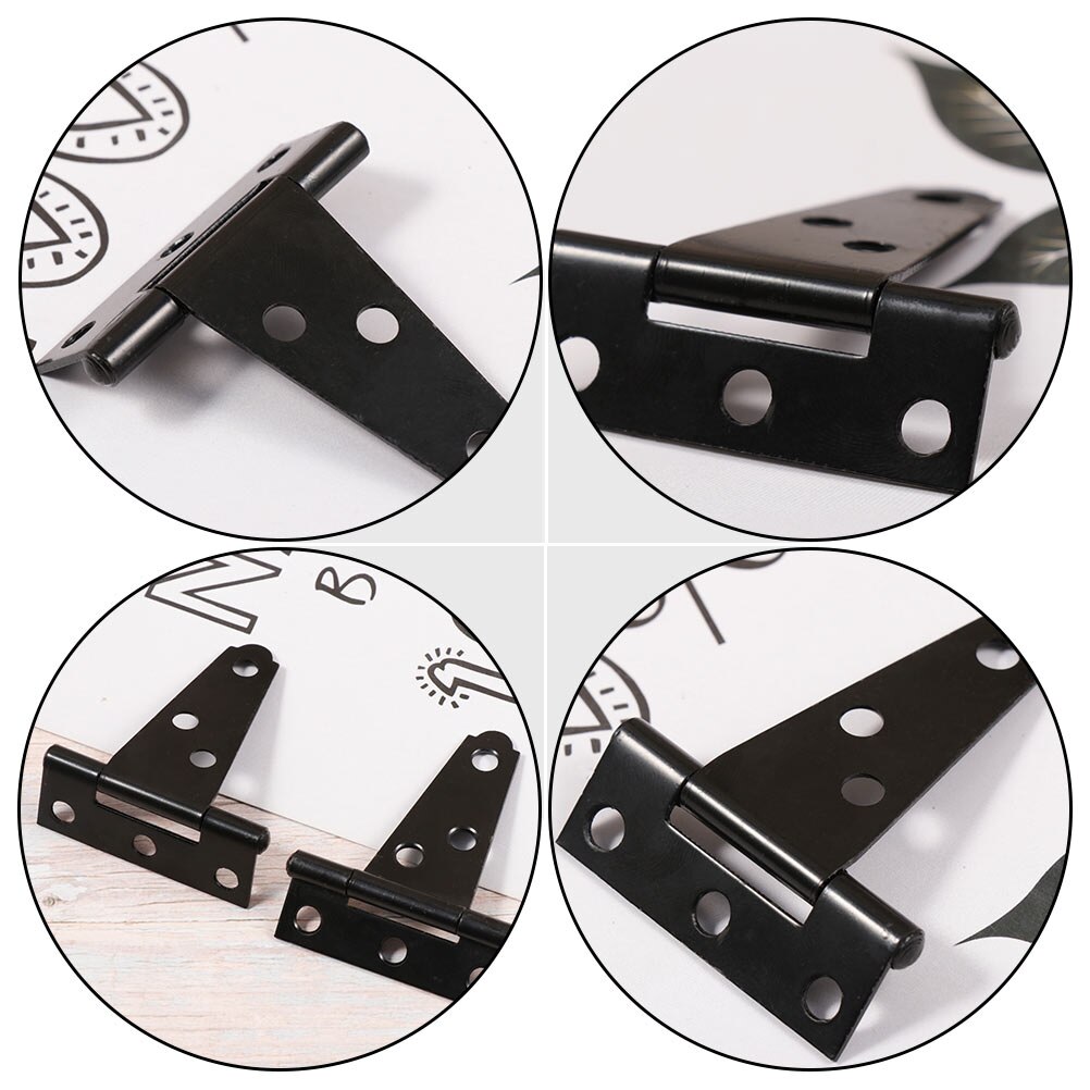 6pcs T-Strap Door Furniture Hinges Carbon Steel Cupboard Hinges Accessories