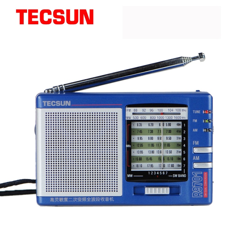TECSUN R-9701 Radio FM/MW/SW Radio receptor de Radio multibanda conversión Dual con antena externa Y4377A FM Radio portátil