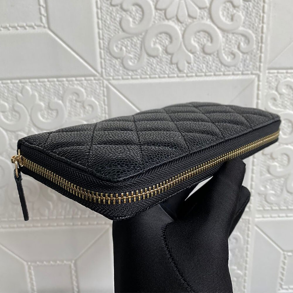 Marca de luxo aaa qualidade couro das mulheres longa carteira caviar bolsa de embreagem do couro com zíper moeda masculino saco do telefone móvel caso cartão