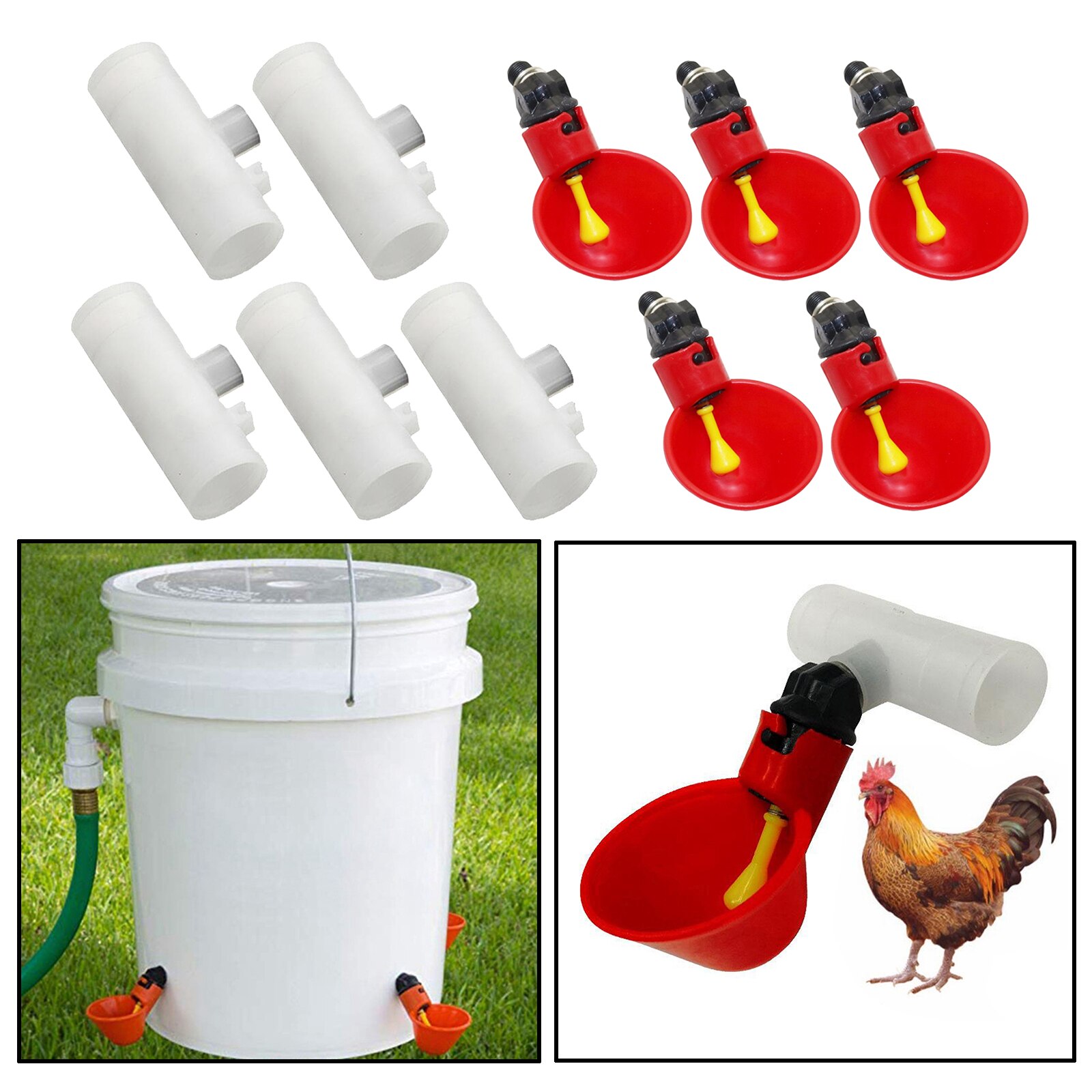 5pcs Chicken Drinker Drinking Cups for Chickens Quail Waterer Bowl Automatic Poultry Coop Feeder Water Drinking Cups