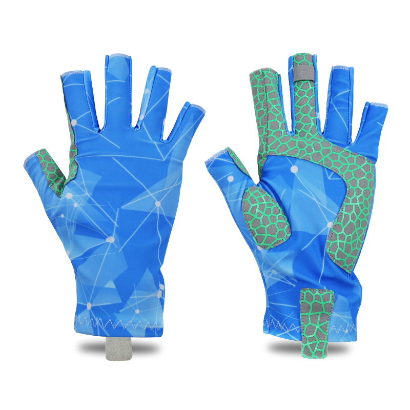 Retter Wärme UV Schutz Angeln Handschuhe UPF50 + Sonne Finger Handschuhe Für Segeln Radfahren Bootfahren Surfen Wandern: Blau / L