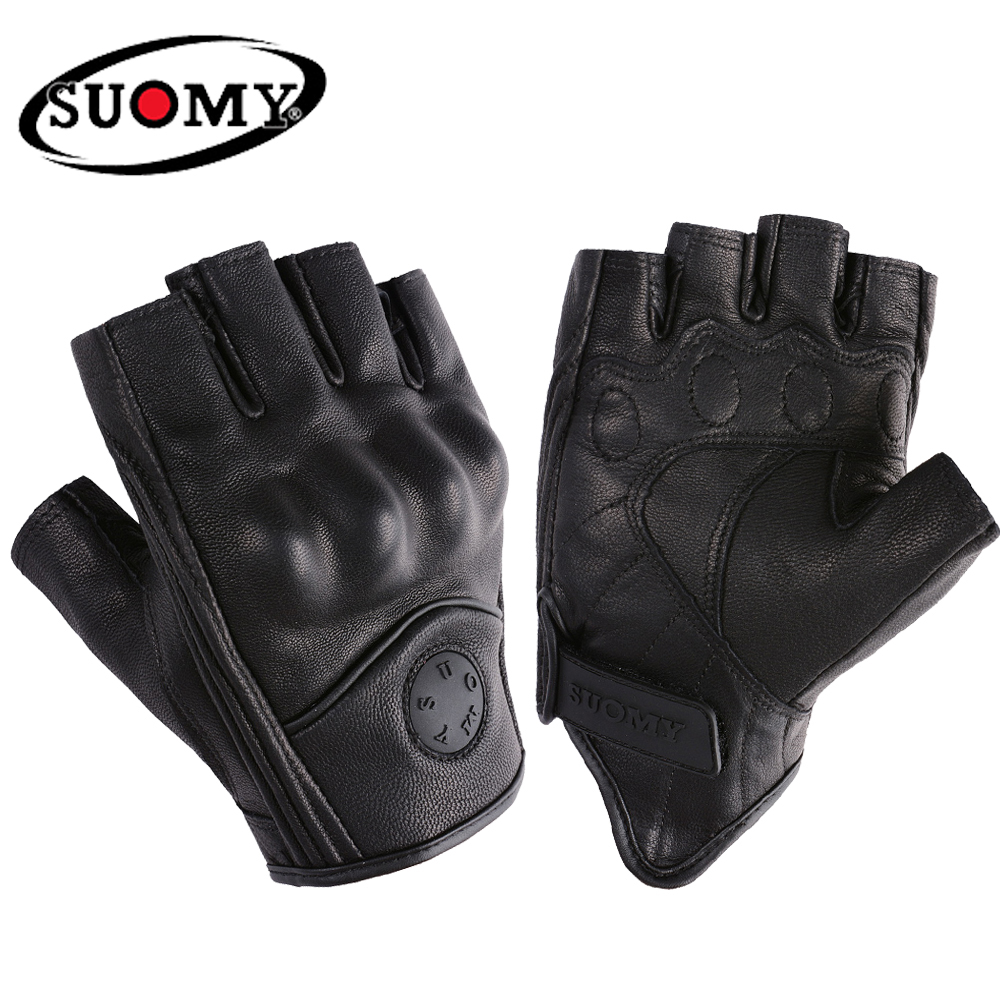 Guantes de moto de medio dedo de verano, guantes sin dedos de cuero negro Retro perforados para motocicleta, guantes sin dedos para Motocross, guantes de montar para hombres y mujeres: Beige / L