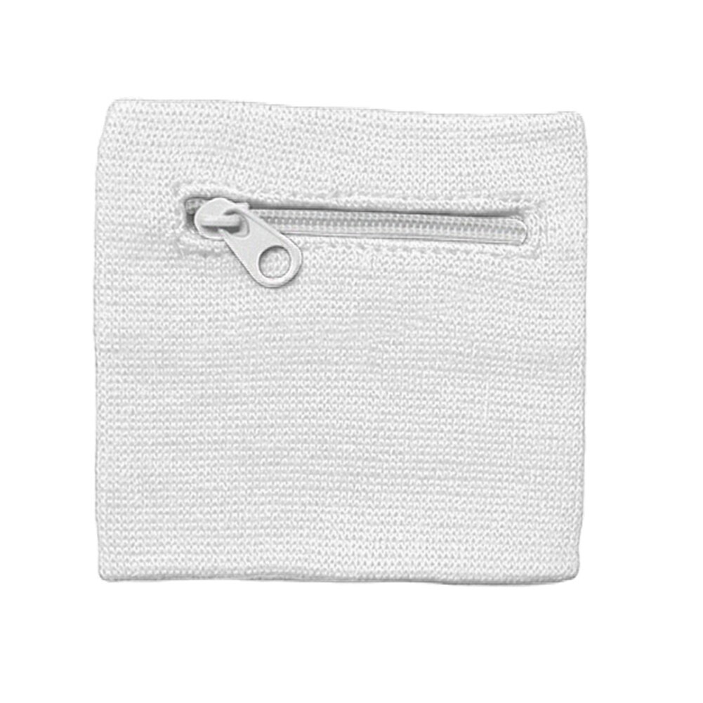 Mini pulsera deportiva con cremallera, monedero, porta llaves, bolsa de muñeca de algodón, novedad: Blanco