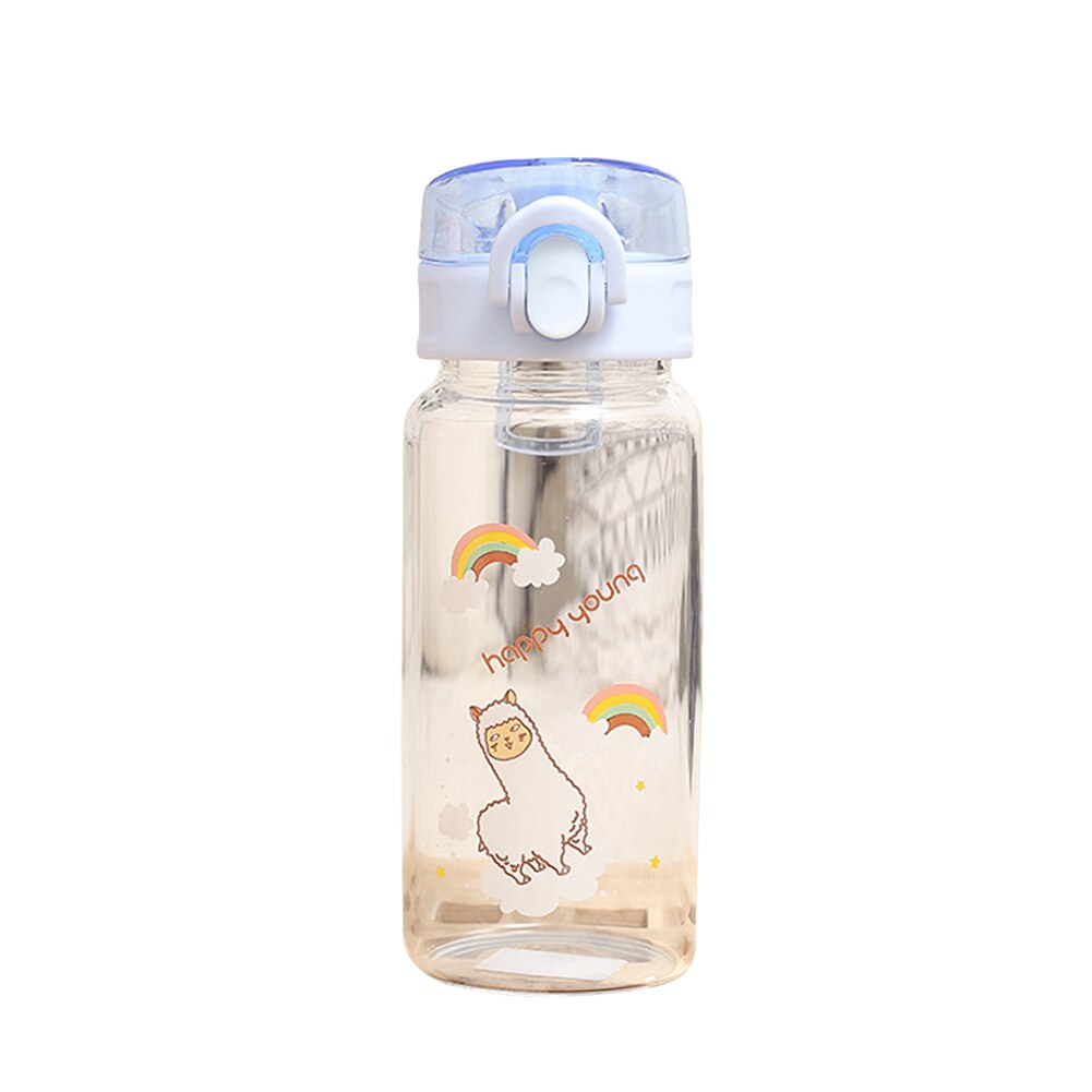 Enkel vannkopp i glass søt mini alpakka frostet bærbar utendørs kopp med lokk (rosa/blå): 4
