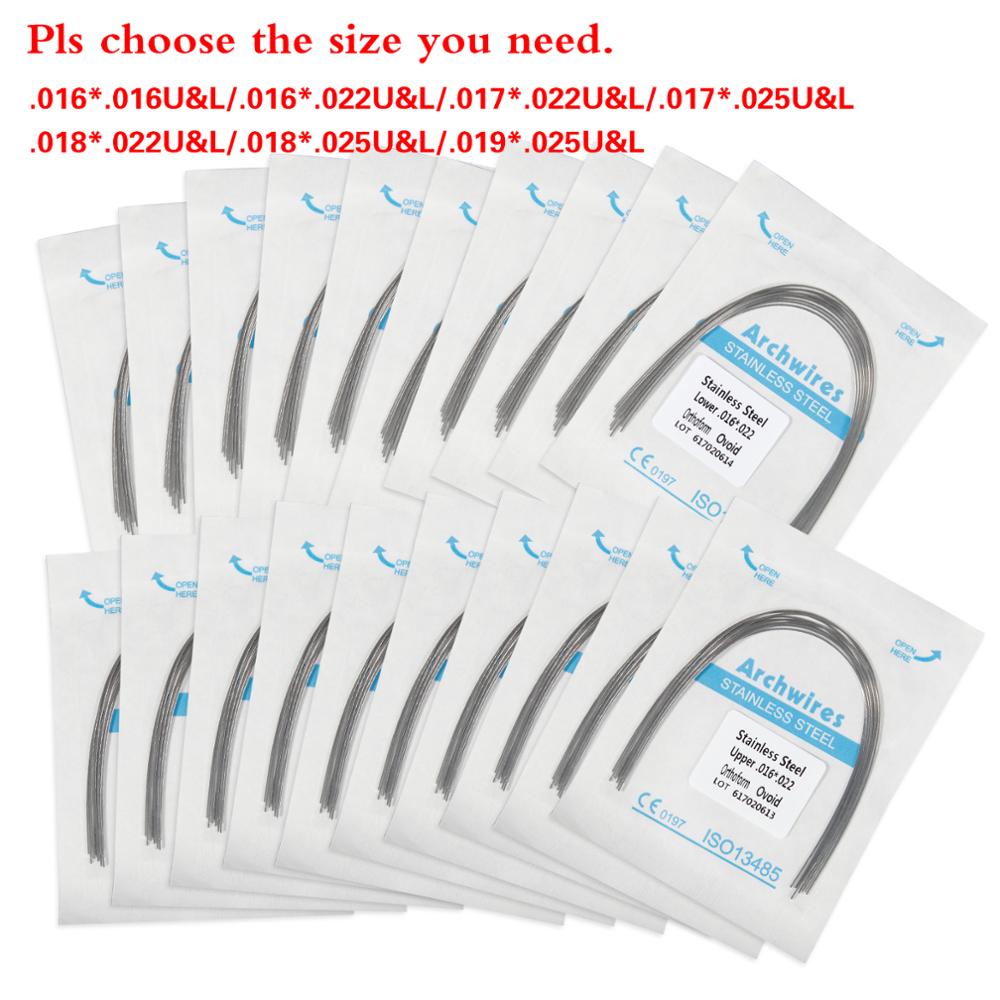 Lot de 10 arcs orthodontiques dentaires en acier inoxydable, forme rectangulaire, forme ovoïde, outil dentaire u/l, équipement dentaire