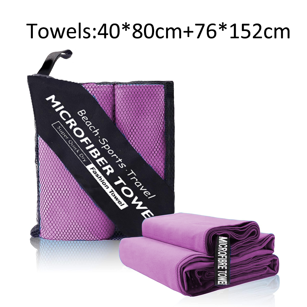 2-er- Pack mikrofaser-schnelltrocknungshandtücher: kompakt, weich, leicht und Ideal für Camping, wandern, fitnessstudio, Yoga, Strand, Sport und schwimmen.: Lila