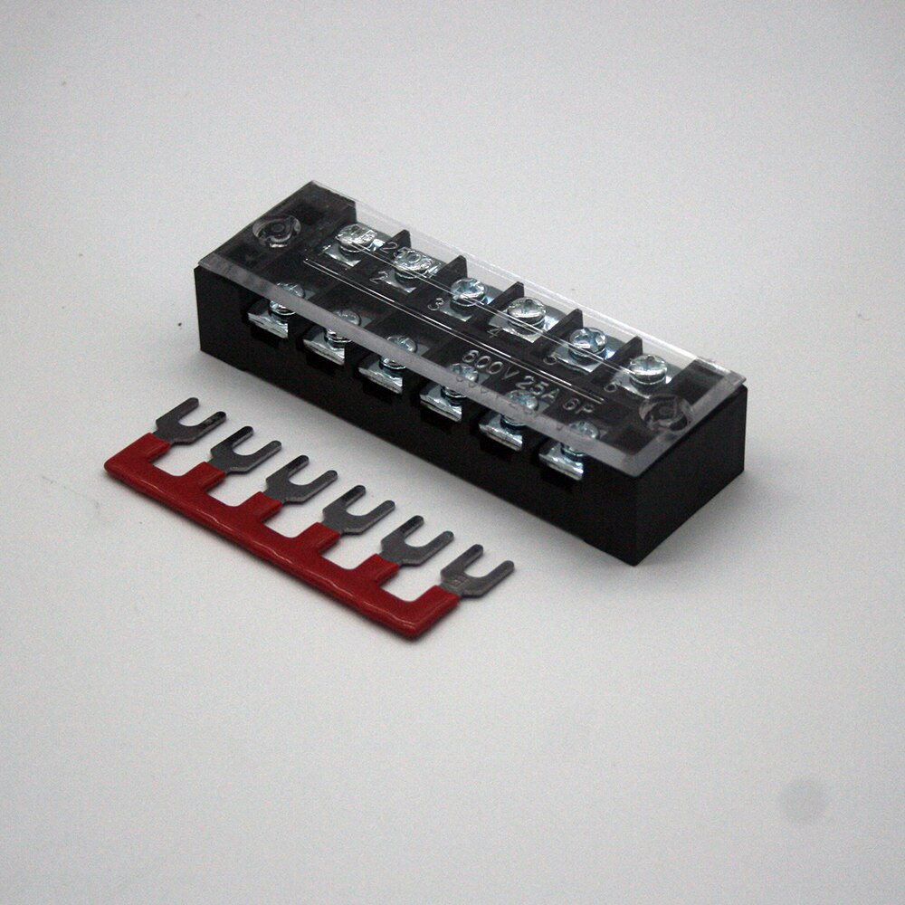 Schroef Terminal Block Strip 600V 25A Tb-2503 Tb-2504 Tb-2506 Tb-250 8 tb-2510 Tb-2512 Met 1Pcs Korte Connector: 6P