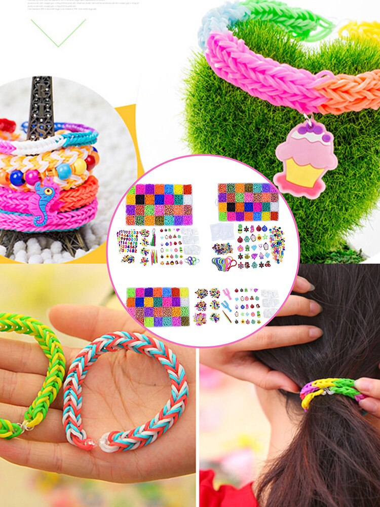 Kleurrijke Hand-Gebreide Set Premium Elastiekjes Voor Armband Maken Kit Diy Band Armband Mega Refill Geweven Armband Meisjes