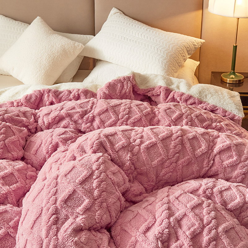 Funda nórdica de tafetán con patrón geométrico, manta de terciopelo de cristal suave y cálida para invierno, funda de edredón doble de felpa gruesa sin fundas de almohada