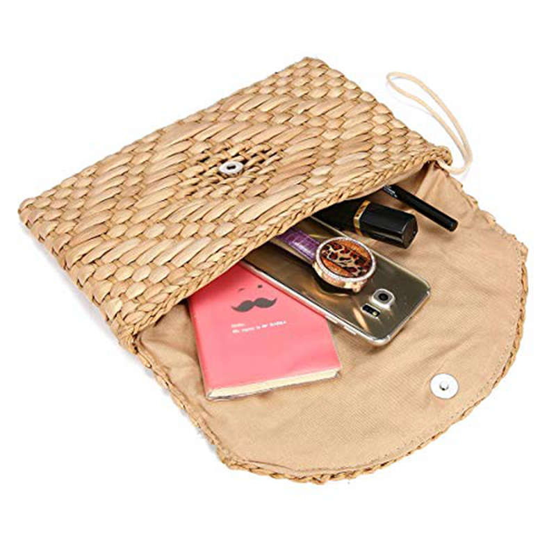 Ljl-halm kobling pung kvinder armbånd kobling håndtaske kuvert taske stor pung sommer strand taske