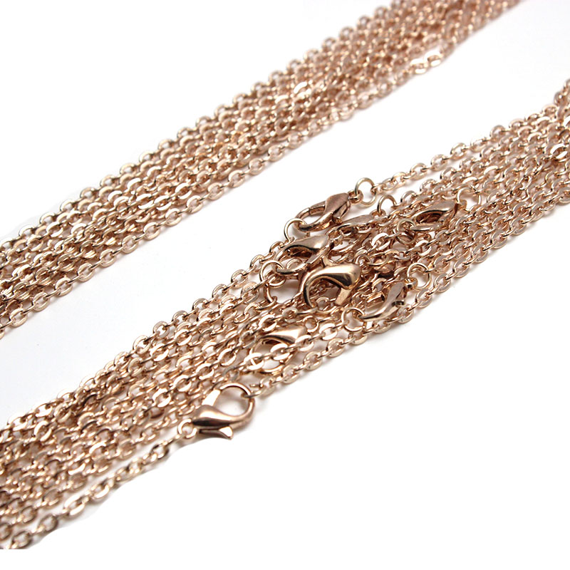 10 Uds. De collar de cadena de eslabones ovalados de Color bronce antiguo negro de 2x3mm con cierre de langosta de 50cm apto para colgantes DIY, accesorios para hacer joyas: Azul